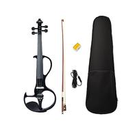 Violino Elettrico 4/4 Nero Set Cordiera In Ebano Con Mentoniera Per Tastiera Corpo In Legno Massello