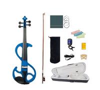 Violino Elettrico 4/4 Set In Legno Massello Con Custodia Per Violino Arco In Legno Brasiliano Cavo Audio Sintonizzatore Ponte In Acero Violino Muto Blu