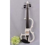 Violino elettrico 4/4 violino silenzioso a grandezza naturale in legno massello con arco per custodia per violino (bianco)