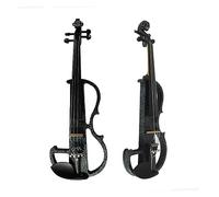Violino Elettrico Avanzato Violino Muto In Legno Massello Nero Full Size 4/4 Raccordi In Ebano Con Parti