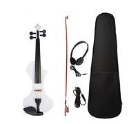 Violino Elettrico Intagliato A Mano In Legno Massello In Legno Violino Brasilwood Ottagonale Arco Stringhed Strumenti violino principianti(White)