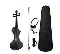 Violino Elettrico Intagliato A Mano In Legno Massello In Legno Violino Brasilwood Ottagonale Arco Stringhed Strumenti violino principianti(Black)