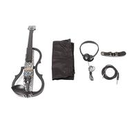 Violino Elettrico, Violino Elettrico Silenzioso a Grandezza Naturale 4/4 in Fibra di Carbonio Silenzioso con Pickup Raccordi in Acero, Modello di Lettere Bianche Portatile