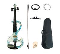 Violino Elettrico Violino Muto In Legno Massello Verniciato Blu Bianco 4/4 Raccordi In Ebano Con Parti