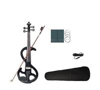 Violino Elettrico Violino Nero Full Size 4/4 Violino Elettronico Nero Metallizzato In Legno Massello Con Set Di Cavi Per Arco