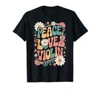 Violino hippie retrò anni '60 anni '70 Peace Love Maglietta