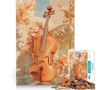 Violino in fiore Puzzle per adulti 1000 pezzi Gioco di memoria e allenamento per la mente Taglio di precisione Finitura di alta qualità Un modo coinvolgente per trascorrere il tempo libero (38x52cm)