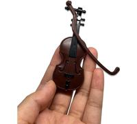 Violino in miniatura marrone con supporto, archetto e custodia, perfetto mini strumento musicale per decorazione casa delle bambole e collezionisti, violini acustici, violini, ornamentali