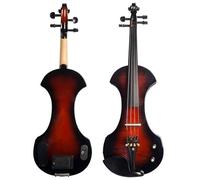Violino Kit violino elettrico silenzioso 4/4 violino silenzioso in legno massello con custodia rigida arco in ebano raccordi colore tramonto SET