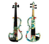 Violino Serie Avanzato Electric Art Violino Fiori Colorati In Legno Massello Violino Silenzioso A Grandezza Naturale 4/4 Raccordi Per Ebano W/Parts