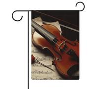 Violino spartito musica bandiere da giardino 30,5 x 45,7 cm doppia faccia bandiera esterna estate cortile bandiera floreale benvenuto giardino bandiere stagionali cortile decorazioni vacanze