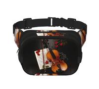 Violino stampa spartiti musicali elegante e pratico marsupio, regolabile, perfetto per viaggi e attività all'aperto, Nero , Taglia unica