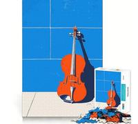 Violino su piastrelle blu Puzzle da 1000 pezzi Gioco di concentrazione Artigianato di taglio esperto Hobby affascinante per i momenti di svago (38x26cm)