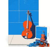 Violino su piastrelle blu, puzzle da 1000 pezzi per adolescenti, stimolante per il ragionamento, antistress, divertente, con bordi netti, il miglior regalo (50x75cm)