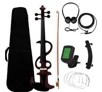 Violino Violino Elettrico 4/4 Accessori Per Violino Elettrico Silenzioso Per Violino 4/4 Arco Per Violino E Ponte Per Violino E Custodia Per Violino(Burgundy)