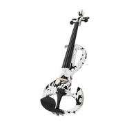 Violino Violino Elettrico 4/4 Fiore Bianco E Nero Grafico Corpo In Abete Massiccio Telaio In ABS Adatto A Principianti E Violinisti