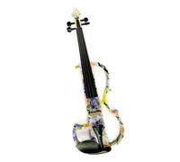 Violino Violino elettrico artistico fiori colorati violino silenzioso in legno massello dipinto 4/4 raccordi in ebano con parti
