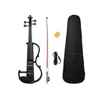 Violino/violino Elettrico Nero 4/4 A Grandezza Naturale Con Arco In Legno Brasiliano, Custodia In Tela, Cavo Audio, Ponte In Acero