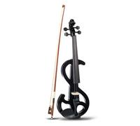 Violino Violino elettrico Violino nero Full Size 4/4 Violino elettronico nero metallizzato in legno massello Violino silenzioso con custodia SET di cavi per arco