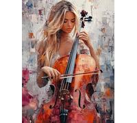 Violoncello Diamond Painting Kit Completo, 5D Diamond Painting Ragazza Pittura Diamante Adulti Fai da Te Diamantini Crystal Art Strass Kit Punto Croce Puzzle per Casa Decorazioni Regalo 70x95cm w5-2U