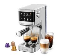 VIOMI T1B Pro 20 Bar Macchina per Caffè Espresso con Montalatte, 2-in-1 | Caffè in Polvere e Cialde, Cold Brew, Touchscreen, Macchina Latte e Cappuccino, Autopulizia, Serbatoio 1,1 L, Acciaio Inox