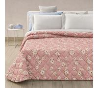 Vionara Home Trapuntino Primaverile in Morbida Microfibra, Copriletto Trapuntato Stampato, Coperta Leggera, Imbotittura 100gr/mq, Matrimoniale 260x270 cm, Made in Italy (Beatrice - Rosa)