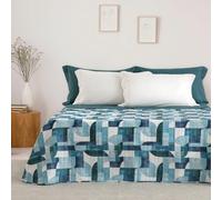 Vionara Home Trapuntino Stampato in Morbido Microfibra, Copriletto Trapuntato, Imbotittura 100gr/mq, Stampa Digitale ad Alta Definizione, Art. Lennart (Azzurro, Matrimoniale)