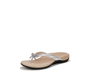 Vionic Bella - Womens Orthotic Thong Sandals, Aluminum Ribbed Metallic, 8 UK Wide