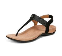 Vionic Sandali Brea Donna con Tacco, Pelle Nbck nera, 38 EU