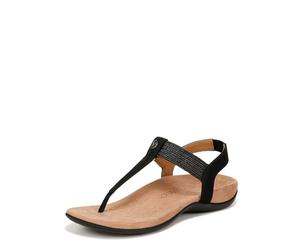 Vionic Sandali infradito bassi Brea Donna, Pelle nera, 8 UK Wide