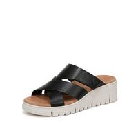 Vionic Women's Uptown Sunset Wedge Sandal, Black Veg Leather, 45 EU
