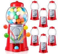 VioraWhite Confezione da 12 mini macchine per gomme da masticare da 12,7 cm, in plastica, colore rosso, per distributori di caramelle e caramelle, per feste di compleanno, idea regalo per piccole