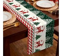 Viosmut Runner Natalizio 40x140 cm, Alce Carino Runner Natalizio da Tavolo Moderno Elegante Centro Tavola Natale, Decorazioni Natale Albero di Natale Inverno per Decorazioni Interni Esterni Cucina