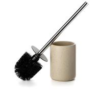 Viosuniu Set di scopino e supporto per WC in ceramica, serie Land, per bagno, antigraffio, antiruggine (confezione da 1)