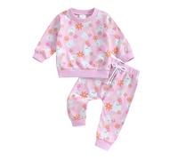 Vioyavo 2 Pezzi Completo Halloween a Manica Lunga Bambina Casual Elegante Set di Top Felpe Maniche Lunghe Stampa Fantasma + Pantaloni Coulisse Ragazza Halloween (Rosa, 2-3T)