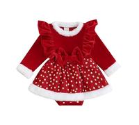 Vioyavo Natale Completo Neonata Elegante Abito Principessa Rosso Neonata Invernale Bimba con Bowknot Bodysuit Natalizio Completo Bambina Neonata Tutina Vestitino (Rosso, 18-24 Months)