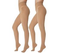 Viozocy Collant Donna 80 Denari Vita Alta Elastica con Rinforzi Collants Effetto Opaco Coprente 29 Colori 2 Beige scuro XXL-3XL