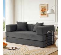 Vipbear Divano 2 Posti Senza Ossa, 160 cm, Cordino Premium, Modulare, Estensibile, 5-in-1, Divani e Poltrone Versatili per Spazi Compatti, Grigio