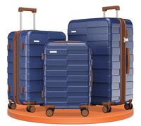 Vipbox Set 3 Valigie Rigide (3 ANNI DI SERVIZIO VIP) Espandibile 100% Policarbonato Leggera Set Trolley da Viaggio Ultrar Durevole Valigia con Chiusura TSA e 4 Ruote, Blu Classico