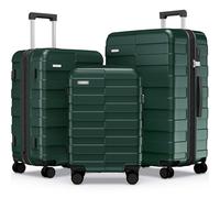 Vipbox Set 3 Valigie Rigide (3 ANNI DI SERVIZIO VIP) Espandibile Policarbonato Ultra Leggera Set Trolley da Viaggio Durevole Valigia con Chiusura TSA e 4 Ruote, Bosco Verde
