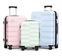 Vipbox Set 3 Valigie Rigide (3 ANNI DI SERVIZIO VIP) Espandibile Policarbonato Ultra Leggera Set Trolley da Viaggio Durevole Valigia con Chiusura TSA e 4 Ruote, Macaron (BPG)