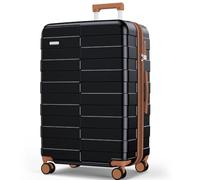 Vipbox Valigie Rigide Grande 75cm (3 ANNI DI SERVIZIO VIP) Espandibile 100% Policarbonato Ultra Leggera Trolley da Viaggio Durevole Valigia con Chiusura TSA e 4 Ruote, Nero Premium
