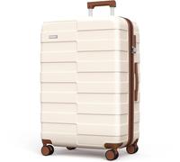 Vipbox Valigie Rigide Grande 75cm (3 ANNI DI SERVIZIO VIP) Espandibile 100% Policarbonato Ultra Leggera Trolley da Viaggio Durevole Valigia con Chiusura TSA e 4 Ruote, Bianco Elegante