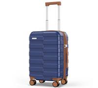 Vipbox Valigie Rigide Piccolo 55cm (3 ANNI DI SERVIZIO VIP) Policarbonato Ultra Leggera Trolley da Viaggio Durevole Valigia con Chiusura TSA e 4 Ruote, Blu Classico