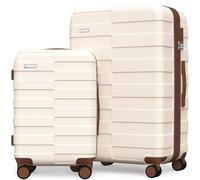 Vipbox Valigie Rigide Set 2 Pezzi 55+75cm (3 ANNI DI SERVIZIO VIP) Espandibile 100% Policarbonato Leggera Set Trolley da Viaggio Ultrar Durevole Valigia con Chiusura TSA e 4 Ruote, Bianco Elegante