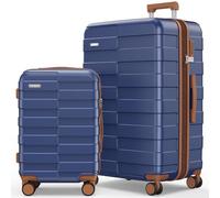 Vipbox Valigie Rigide Set 2 Pezzi 55+75cm (3 ANNI DI SERVIZIO VIP) Espandibile 100% Policarbonato Leggera Set Trolley da Viaggio Ultrar Durevole Valigia con Chiusura TSA e 4 Ruote, Blu Classico