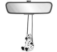 VIPbuy - Decorazione per auto in legno 100% fatta a mano a forma di zebra da appendere - Figurina in legno intagliato e dipinto a mano per specchietto retrovisore. Accessori decorativi. Regali