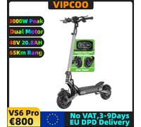 VIPCOO VS6 PRO Scooter elettrico veloce 2x1200W Doppi motori Picco 3000W 52V 20.8Ah Batteria 55-65Km Portata pieghevole E-Scooter per adulti