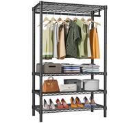 VIPEK V1S - Appendiabiti in filo metallico a 4 ripiani, resistente, per appendere vestiti, grande appendiabiti autoportante con asta per appendere, 89 x 30 x 170 cm, carico massimo 226,8 kg, nero