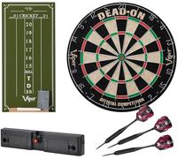 Viper Bersaglio per freccette con setole Dead-On, tabellone segnapunti piccolo da cricket, luce di lancio e freccette Viper Black Mariah con punta in acciaio, 22 grammi